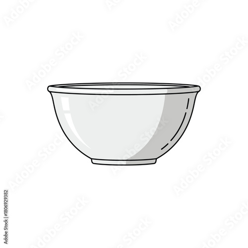 White Ceramic Kitchen Bowl Illustration