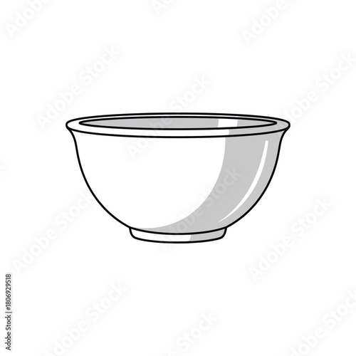 White Glossy Ceramic Kitchen Bowl Illustration