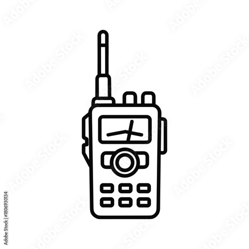 Two-way radio walkie talkie communication device icon line art
