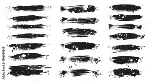 Set of vector brush strokes Hand-drawn grunge elements for artistic designs and textures