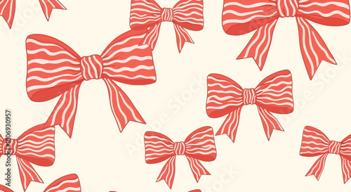 Festive Red Bows A Delightful Pattern for Holiday Celebrations and Gift-Giving Occasions