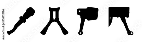 Abstract mechanical components and engine parts silhouettes