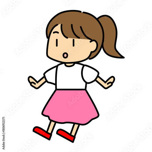 驚いている女の子のイラスト（ポーズ・表情・子ども）