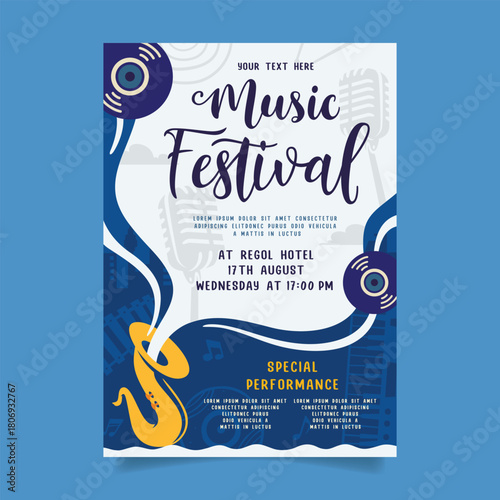 Modern Design Music party festival, Creative Music Event with Abstract Waves