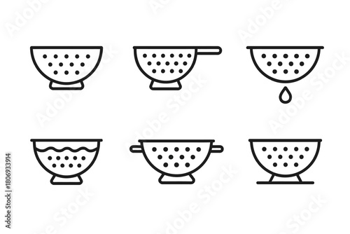 Collection of line art colanders in various styles and designs