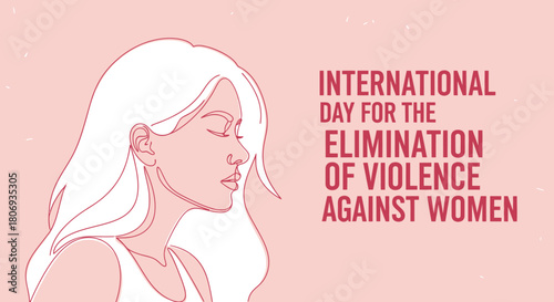 Elegant line drawing of a woman, representing International Day for the Elimination of Violence Against Women, promoting awareness.