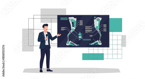 Innovative biomedical engineering presentation showcasing advanced prosthetic leg design and