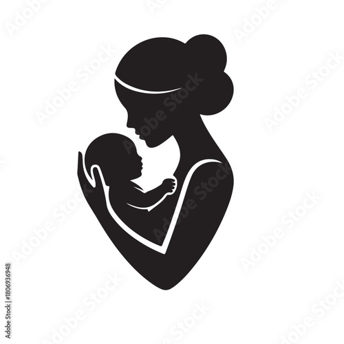 Mother and baby logo vector symbol