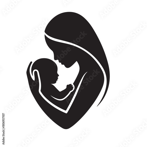 Mother and baby logo vector symbol