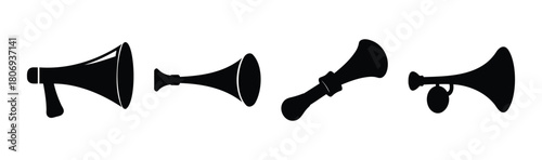 Various communication horns and sound amplification icons