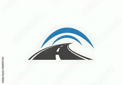 Upward Journey – Abstract Road with Blue Arcs