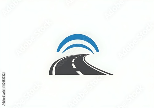 Curved Road with Signal Arcs – Minimalist Transportation Concept