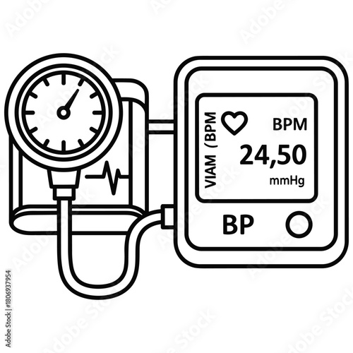 Blood pressure monitor icon with digital and analog display