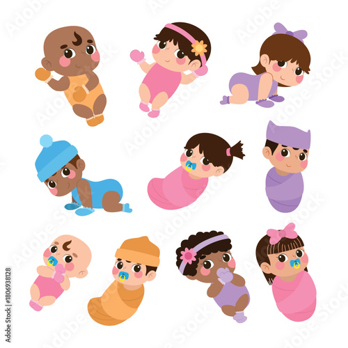 Cute Newborn Baby Illustration Collection