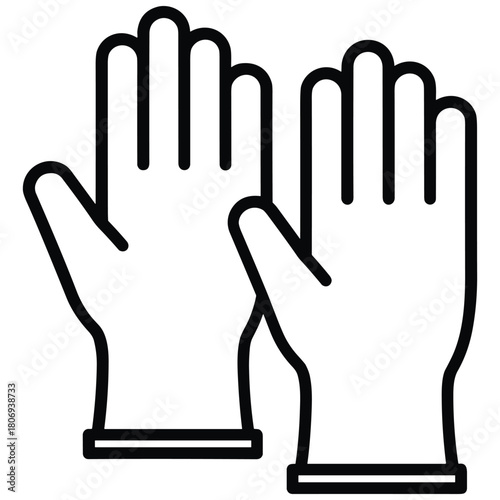Protective gloves outline icon for safety, hygiene, and cleaning