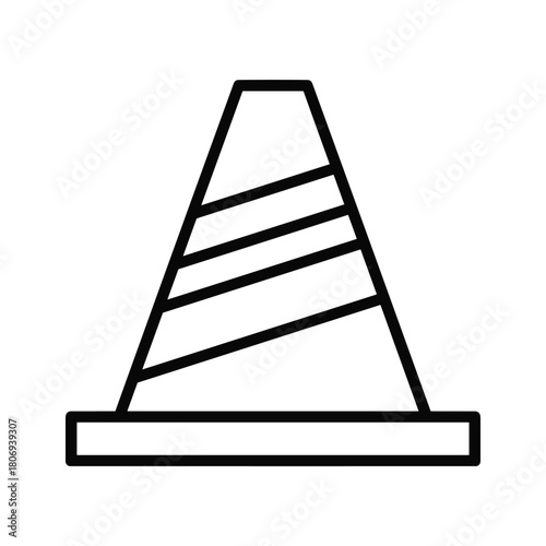Traffic cone outline icon representing road construction safety warning