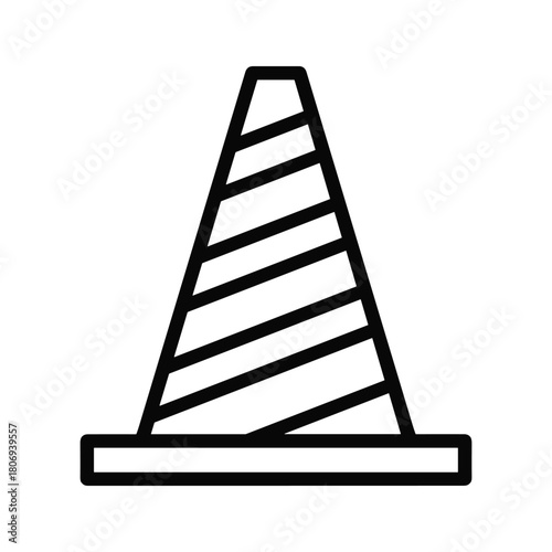 Road safety cone line icon indicating construction work ahead
