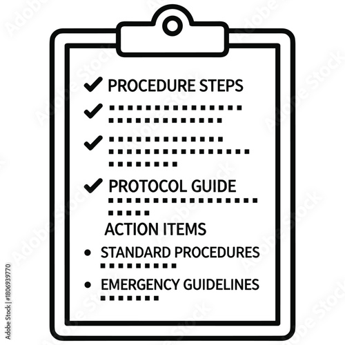 Procedure steps and protocol guide on a business clipboard icon