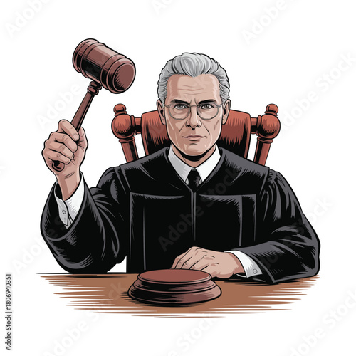 Judge with gavel transparent background