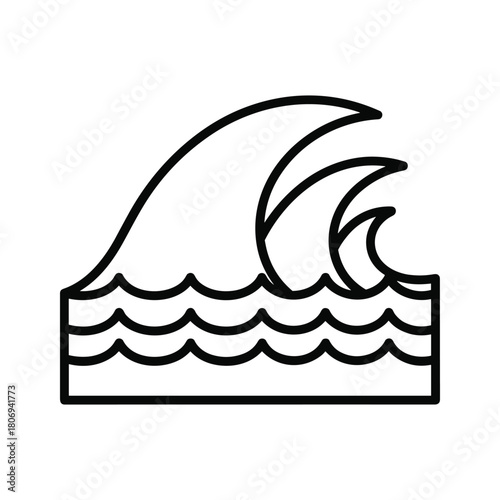 Stylized ocean waves outline icon representing marine water movement