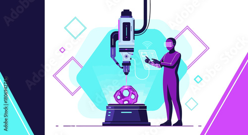 Futuristic 3D Printing Process with Holographic Interface and Virtual Reality Control System