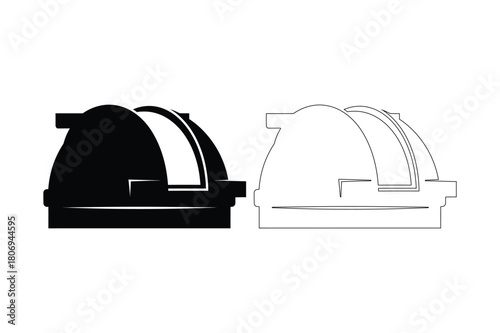 Silhouette and outline of a modern observatory dome
