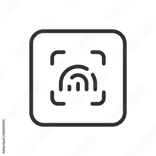 Protection, Security Fingerprint ID line icon – fingerprint with ID outline vector for biometric verification, secure authentication, access control UI