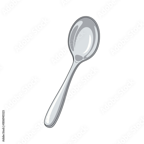 Polished metallic serving spoon, an essential piece of flatware designed for everyday dining, culinary preparation, and stirring various ingredients and beverages