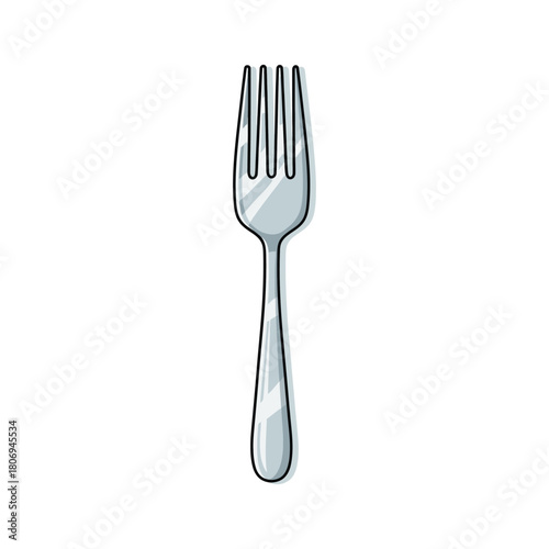 Silver fork with four tines, elegant kitchen utensil for dining