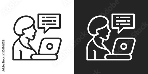 Video cam Icon In Line Version On Black And White Background