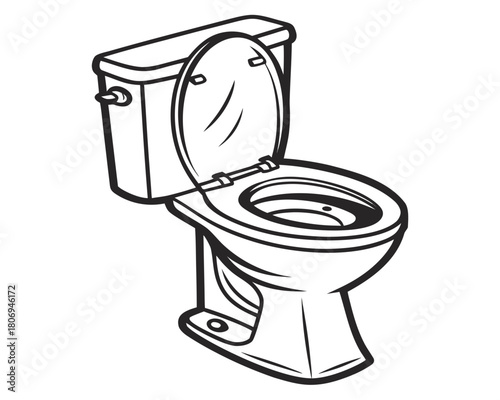 A toilet bowl with the lid open isolated on white background in vector format