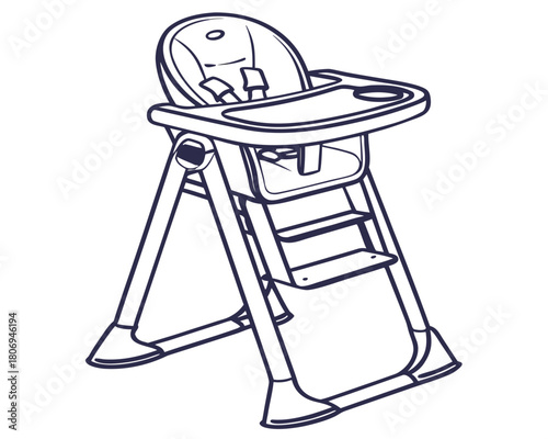 Illustration of a baby high chair isolated on white background