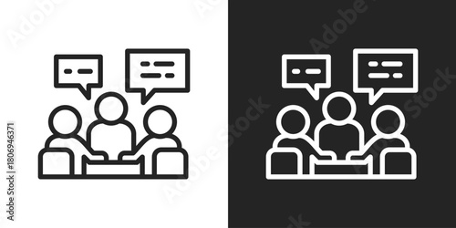 Conversation Icon In Line Version On Black And White Background