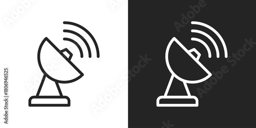 Satellite signal Icon In Line Version On Black And White Background
