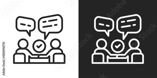 negotiation Icon In Line Version On Black And White Background