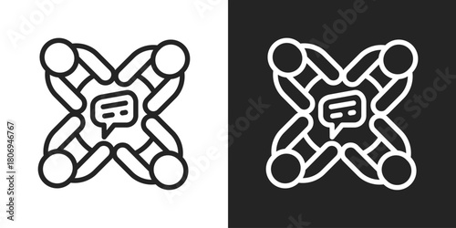 Roundtable Icon In Line Version On Black And White Background