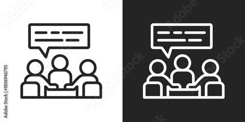 forum Icon In Line Version On Black And White Background