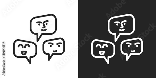 talking Icon In Line Version On Black And White Background