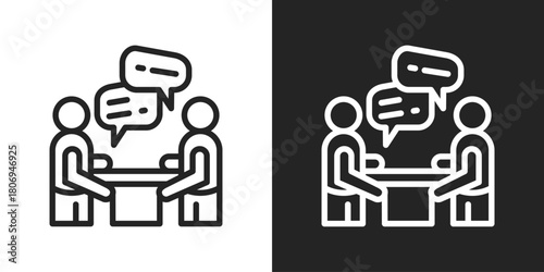 debat Icon In Line Version On Black And White Background