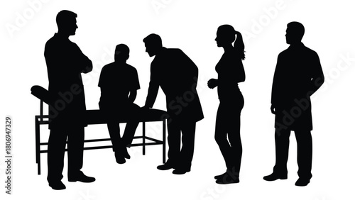 Medical consultation silhouettes isolated on white background, Vector