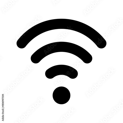 Wi-Fi Silhouette Icon with Signal Dot – Vector on Transparent Background