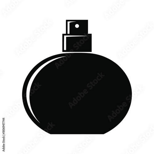 Round Perfume Spray Bottle Icon - Fragrance, Cosmetics, and Beauty Product Vector Silhouette