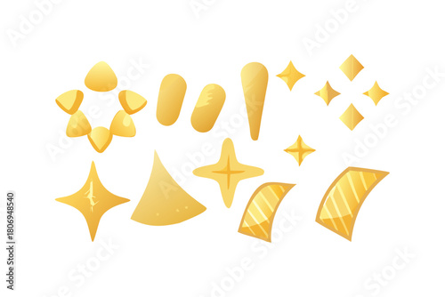 gold element set objects sparkle decor social media template white background clip art new year Christmas winter beauty holidays advertisement decoration shame abstract .vector icon