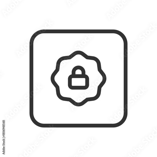 Protection, Security Lock Certificate line icon – lock with certificate outline vector for SSL/TLS security, digital certificate, authentication badge UI