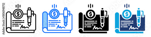 Income Check Icon Set Multi Style Vector Illustration