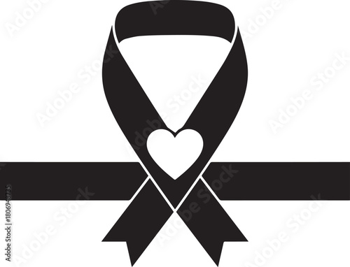 World aids day red ribbon with heart symbol raising awareness and support