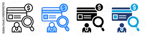 Credit Analysis Icon Set Multi Style Vector Illustration