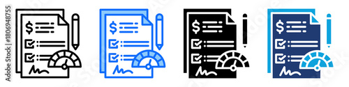 Credit Evaluation Icon Set Multi Style Vector Illustration