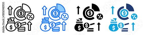 Income Ratio Icon Set Multi Style Vector Illustration
