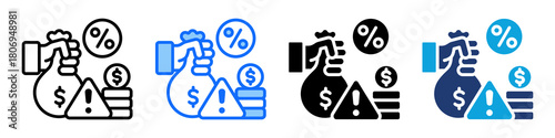 Loan Risk Icon Set Multi Style Vector Illustration